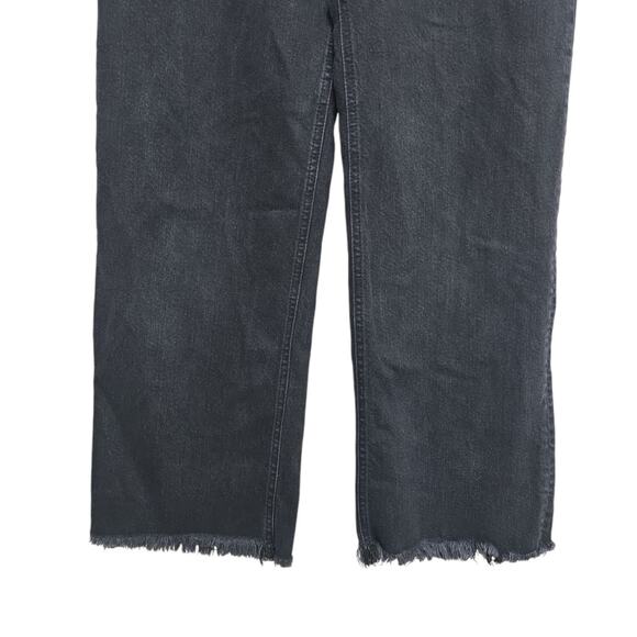 Reformation Womens Size 27‎ Black Emma High Rise Wide Leg Raw Hem Jeans 17800 - Picture 10 of 11
